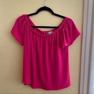 Hot pink off the shoulder too